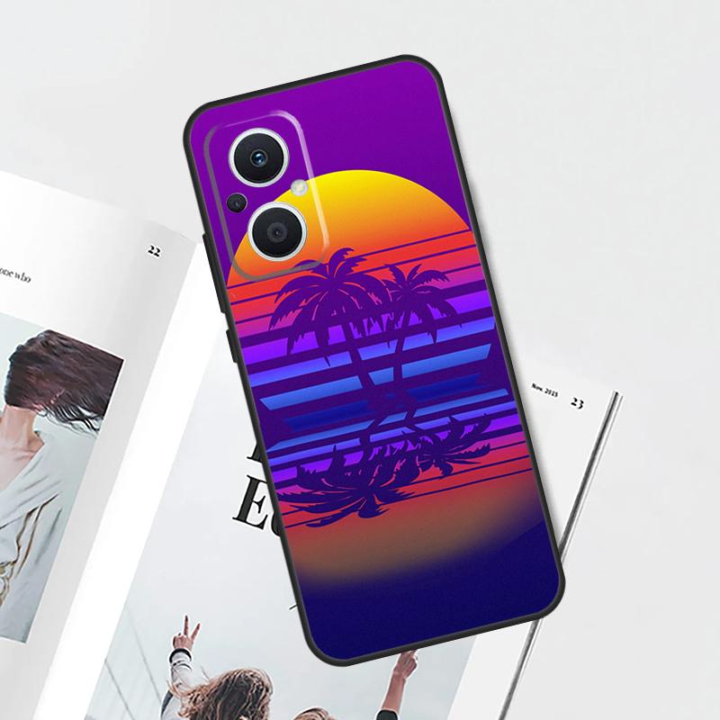 80s Retrowave Neon Palms Tree Funda For OPPO Reno 10 Pro 8 4 5 6 7 Lite 8T 4Z 5Z OPPO Find X5 Pro X3 X2 Neo X6 Pro Case