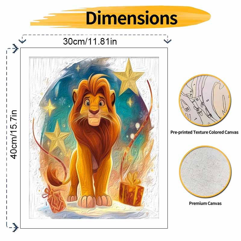 Disney Lion King Xmas Oil Paint Hand Painting Kit Decoration Classic Style Home Decor Art Craft DIY Painting Wall Hanging Gift Set