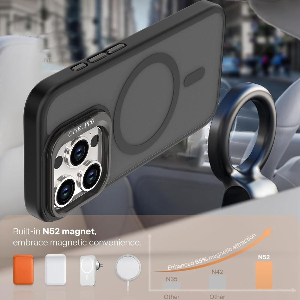 KEYSION Lens Stand Magnetic Phone Case for MagSafe for iPhone 13 14 15 Pro Max 15 Plus Matte Translucent Shockproof Back Cover
