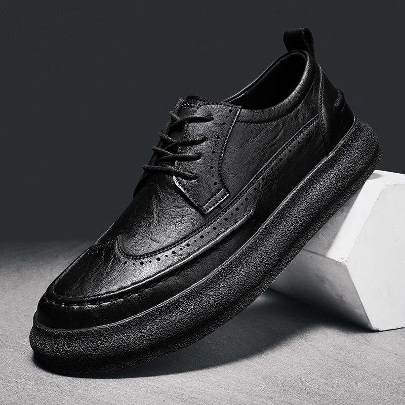 Fashion Men Brogue Dress Shoes Outdoor British Style Lace Up Leather Shoes Fashion Casual Business Man Shoes Footwear Chaussure Homme