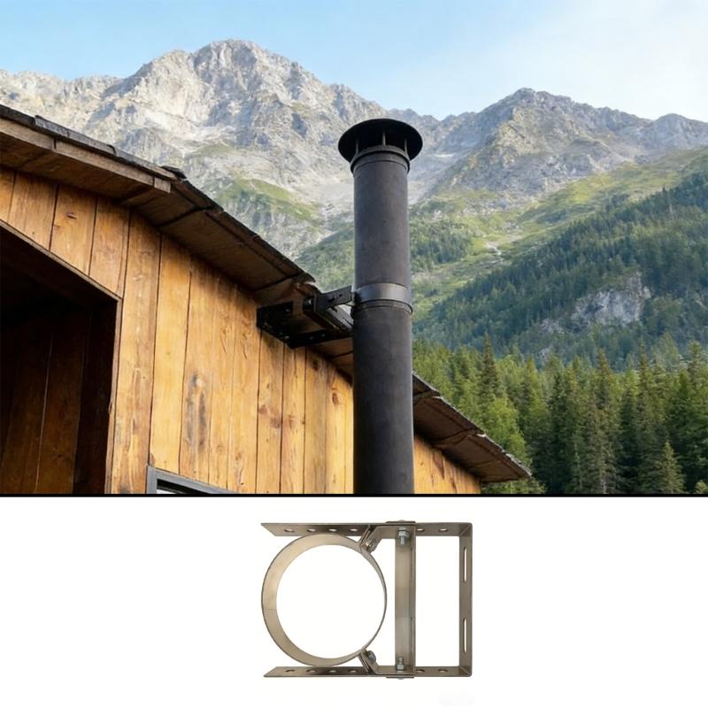 Premium 1.8MM Thick Metal Flue Support Attachment Small Style For Wall Mounting Safety