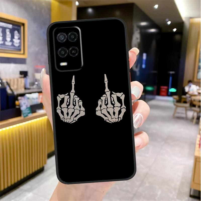 Skeleton Middle Finger Case For OPPO A53 A31 A5 A9 A96 A76 A16 A54 A74 A94 A52 A72 A92 A93 A15 A57 A77 A17 Cover