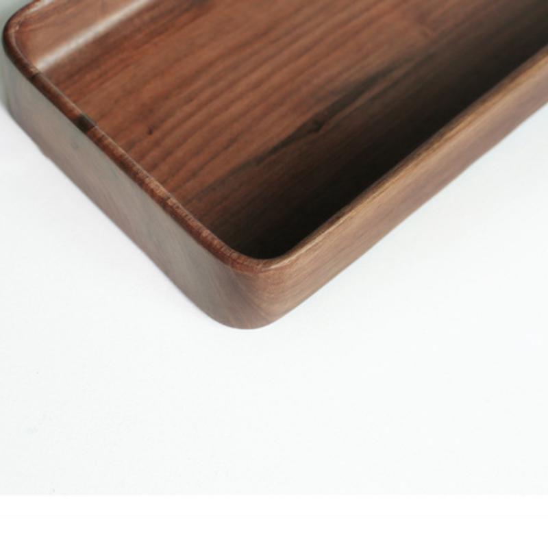 1 Stück Schwarznussholz Obstteller Snack Erfrischungsteller Massivholz Runde Schalen Rechteckiges Tablett für Lebensmittel