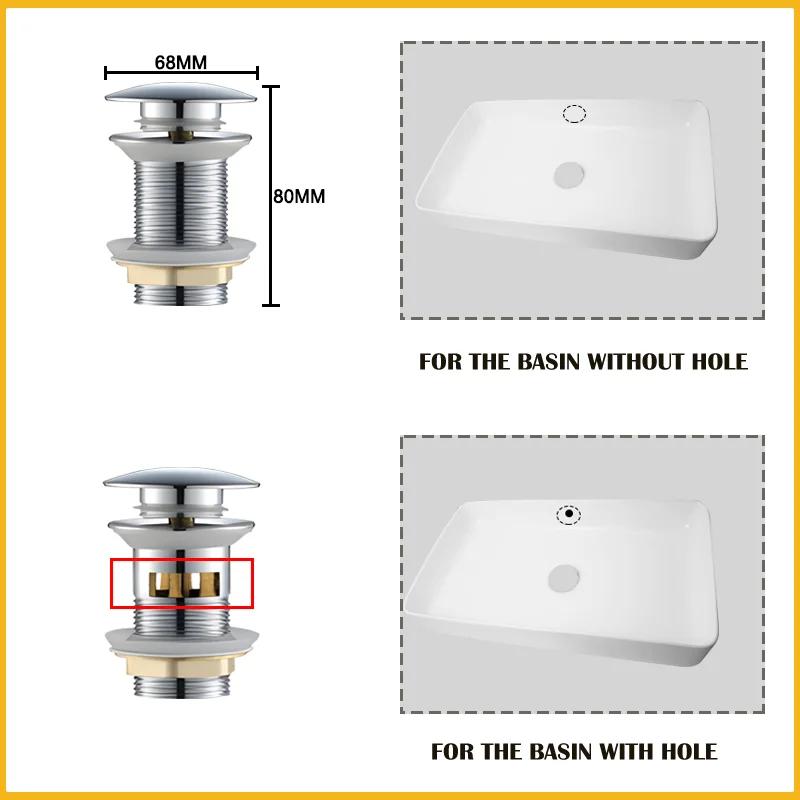 Wash Basin Pop-Up Drain Button Sink Stopper Drainer Siphon Waste Stopper Waste Pipe Drain Brushed Gold Bathroom Accessories