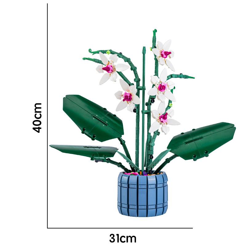 

Non-Toxic Lotus Orchid Building Block Home Furnishings Bricks Flowers Plant Model Bricks Potted Flower Bouquet Model Romantic Home 728Pcs