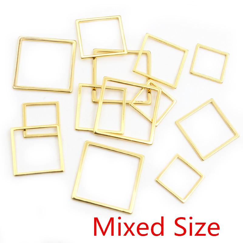 20pcs Stainless Steel Hollow Square Frame Pendant Charms Open Pressed Resin Frame Mold Bezel DIY Jewelry Making Accessories