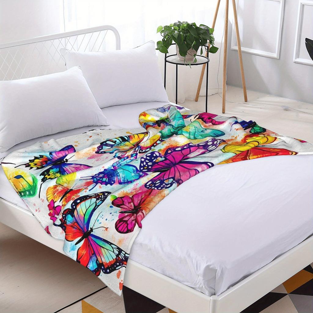 Butterfly Blanket Beautiful Butterfly Throw Blanket Ultra Soft Flannel Colorful Butterflies Blanket Gifts for Adults
