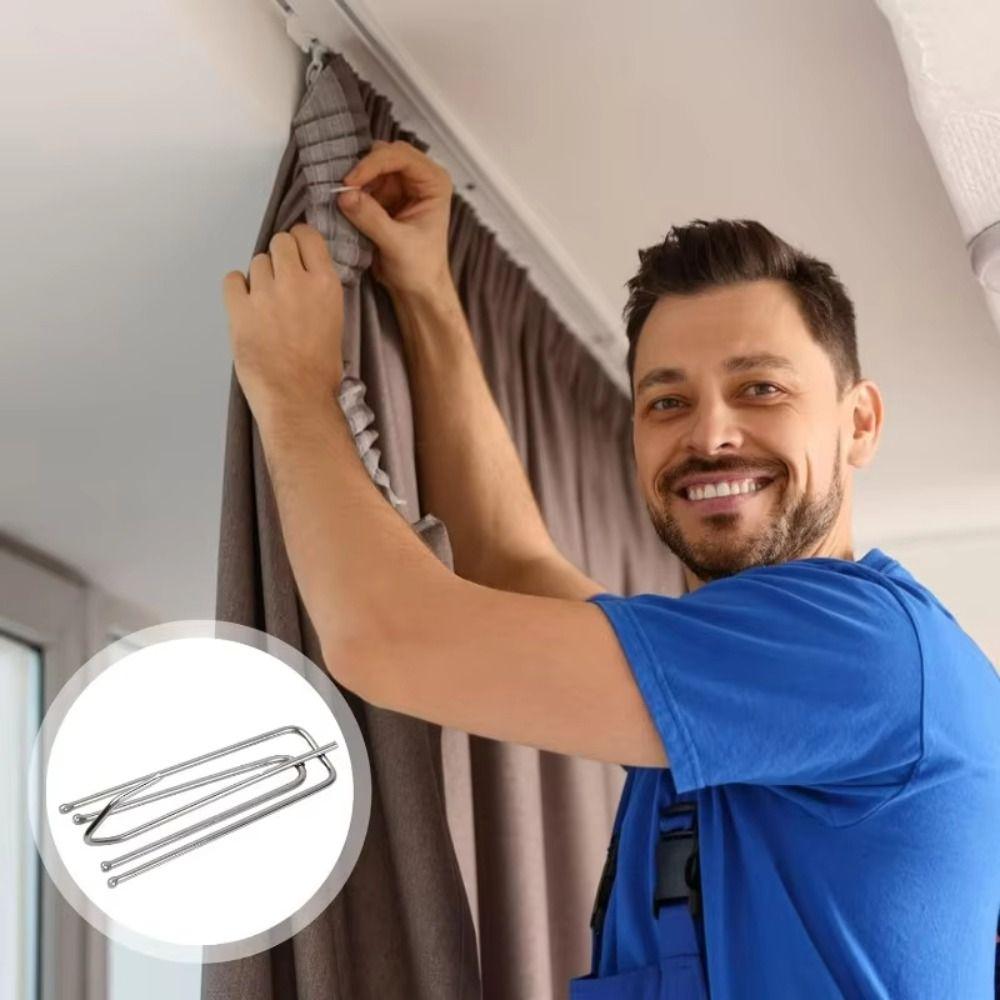 10 Stück 4-Zinken Gardinenfaltenhaken Rostbeständig DIY Gardinenhaken Edelstahl Badezimmer Pinch Faltenclips