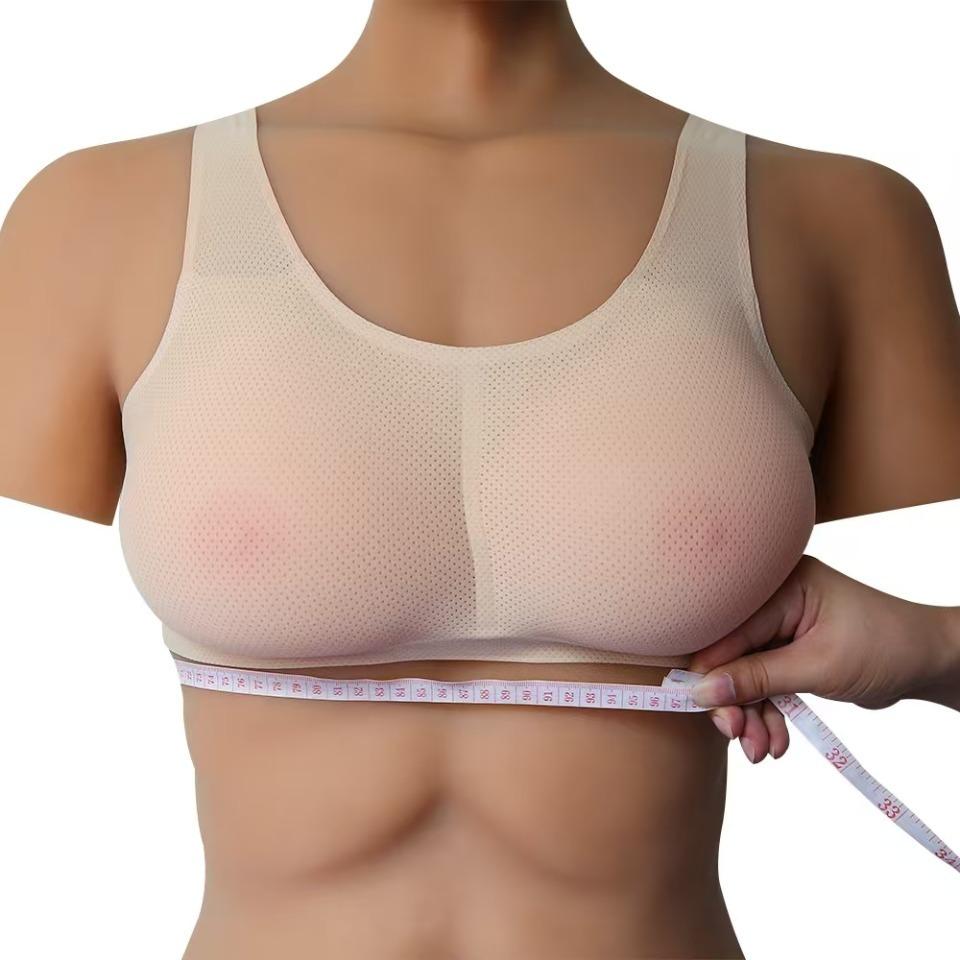 Realistic Silicone Adhesive False Breast Forms Male Crossdresser Shemale Fake Boobs/with Bra for Drag Queen Cosplay Transvestite