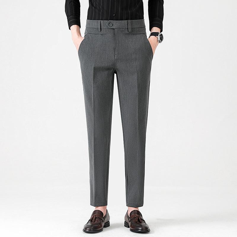 Light luxury men's small trousers autumn light business men's trousers high-quality color spun elastic casual trousers