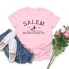 Salem Massachusetts Halloween T Shirt Salem Witch T-Shirt Halloween Witchy Shirt Women Graphic Tees Short Sleeve Streetwear Tops