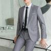 2 stk/sett Langermede klafflommer Enkeltknapp ensfarget herredrakt Slim Fit Lapel Blazer Straight Dressbuksesett