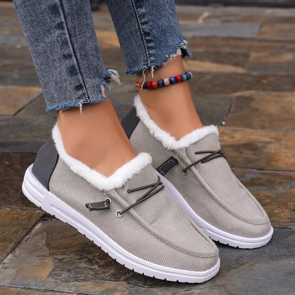 Women's Large Size Thick Sole Winter Warm Fur Snow Boots Padded Lined Ankle Boots Anti-slip Hiking Sneakers High Cotton Boots