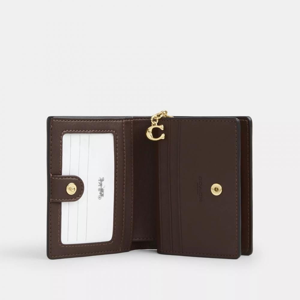 Coach Snap Wallet In Ombre Signature Canvas Gold Brown