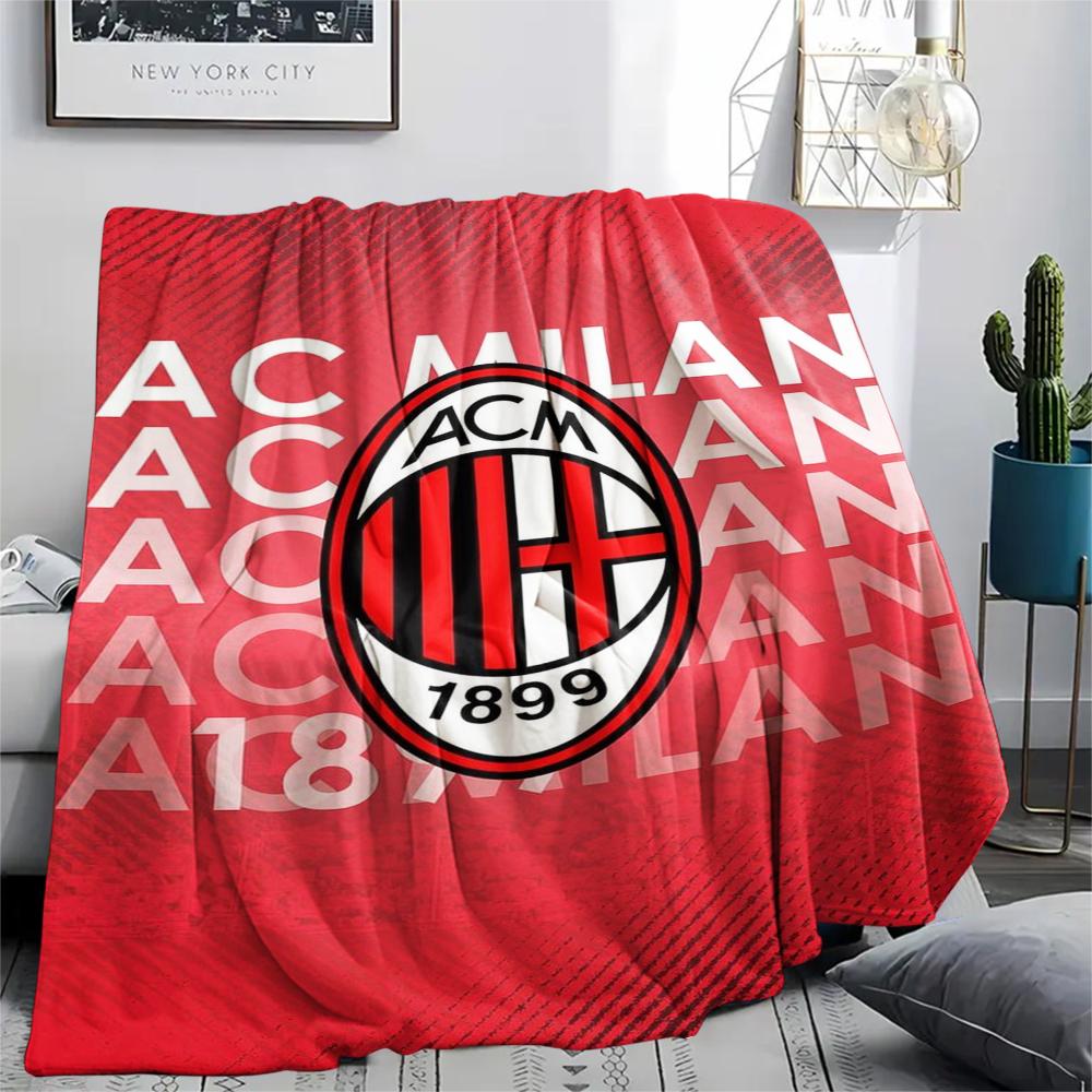 1pc AC Milan Print Flannel Blanket, High quality Comfortable for All Seasons, Home Decor, Warmth and Comfort, Perfect for Christmas Gifts05