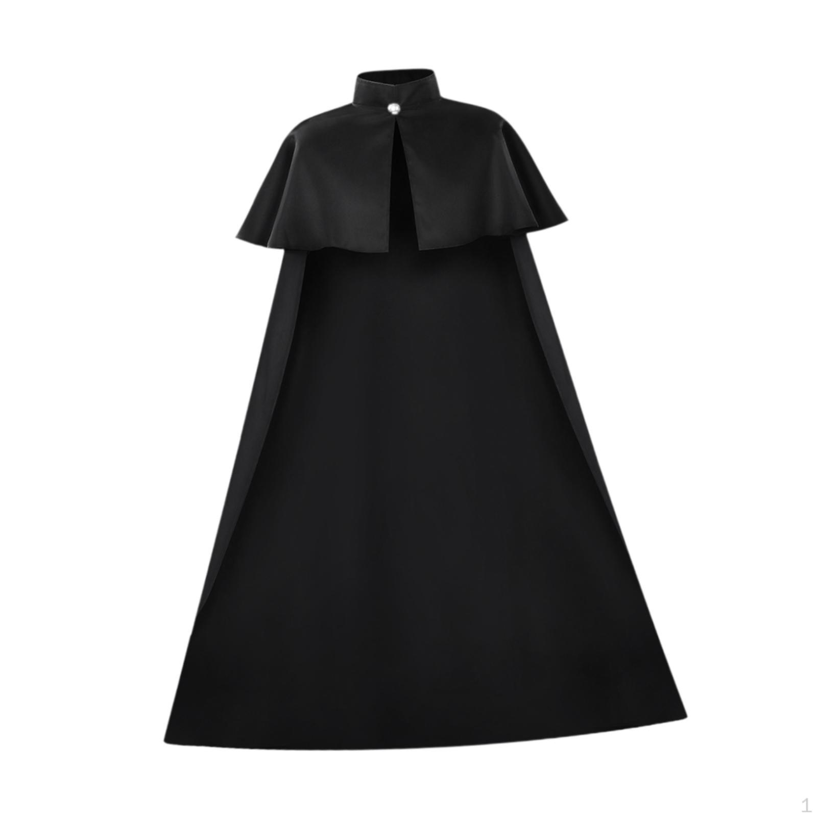 

Adult Halloween Cape, Medieval Costume Carnival Comfortable Polyester, Suitable for чёрный