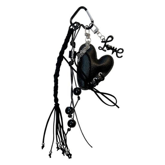 Přívěsek na klíče Multifunkční závěsná přezka s karabinou Řemínek z umělé kůže ve tvaru srdce Přenosný přívěsek na tašku