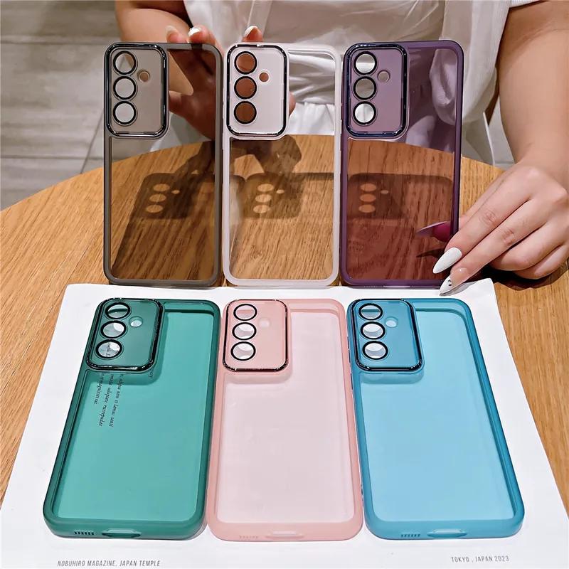 Phone case for Samsung A56 A36 A26 A16 camera protection film transparent silicone cover solid color utility cases with texture