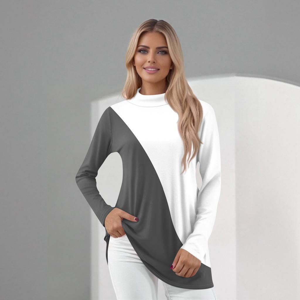 Women's Daily Casual Long Sleeve Mid Collar Top