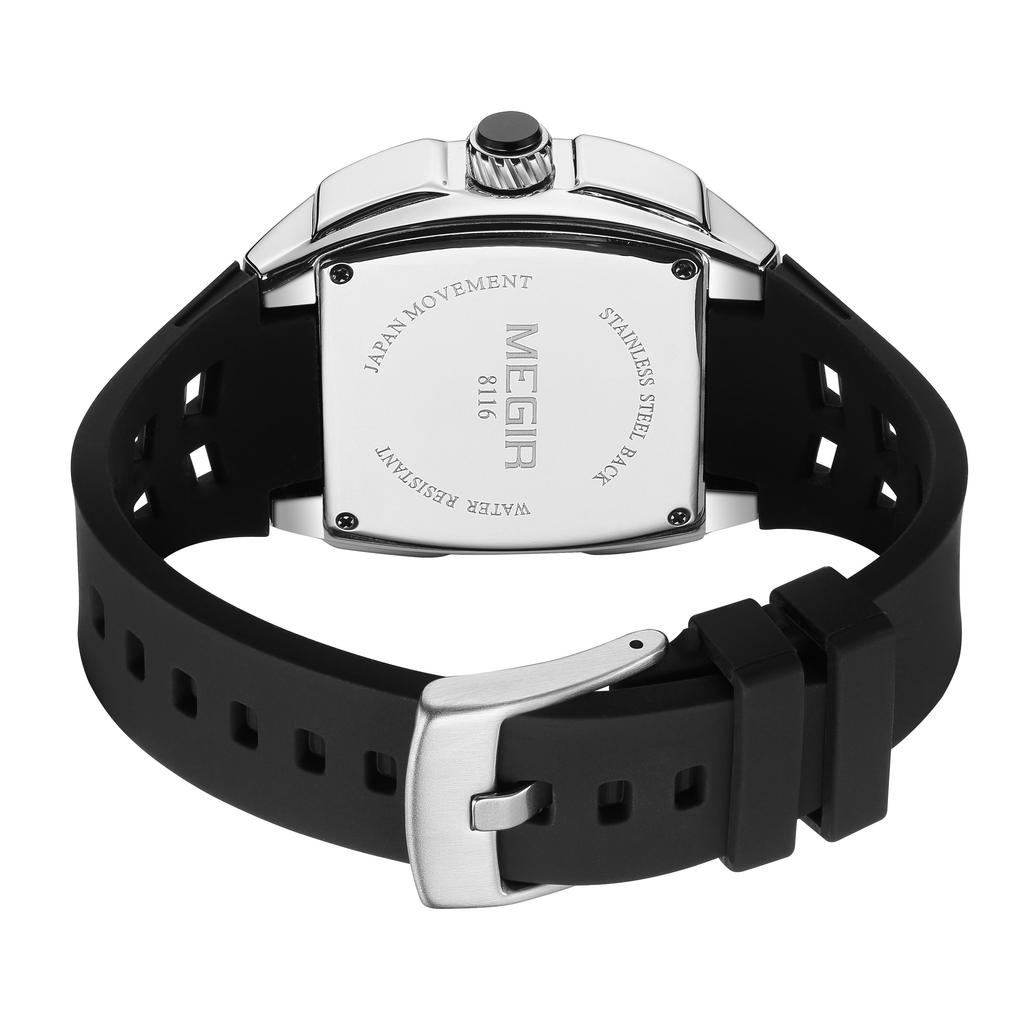 Megir Sportuhren für Herren Wasserdicht Militärische Quarz-Armbanduhr Silikonarmband Großes Zifferblatt Leuchtend Lässige Uhr Uhr Montre Homme 8116