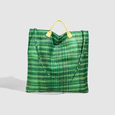 2025 Vintage Color Striped Commuter Tote Canvas Bag Large Capacity Niche Premium Handheld Shoulder Bucket Bag