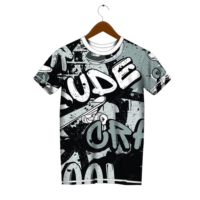 Trend Graffiti Graphic T Shirts For Men Fashion Summer Short Sleeve 3D Printed Kids T-shirts Cool Streetwear Hip Hop Tees Tops