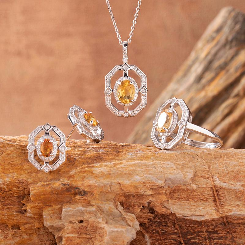 Women's S925 Silver Ring Set with Sapphire, Topaz, Peridot, and Aquamarine Gemstones - European and American Style.