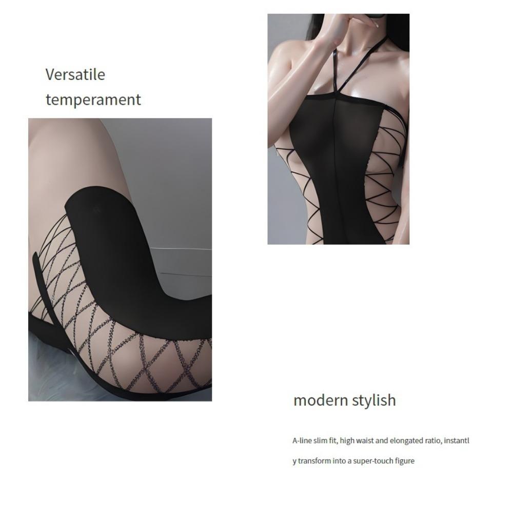 Sexy Underwear Sexy Stockings Onesie Uniform Temptation Open Jacquard Neck Free Onesie Stockings Suit Women