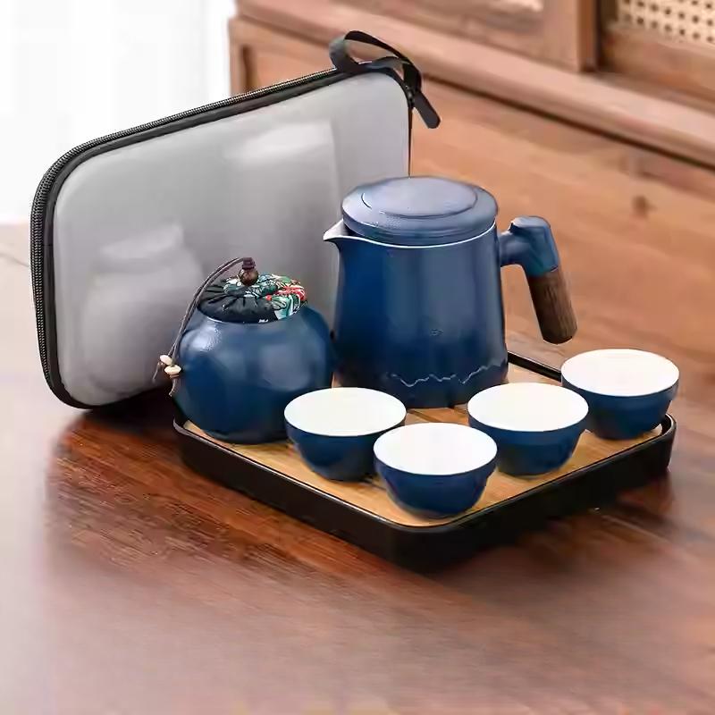 Portable Travel Tea Set Outdoor Portable Kung Fu Brewing Teapot Teacup Small Set Easy Camping Business Trip