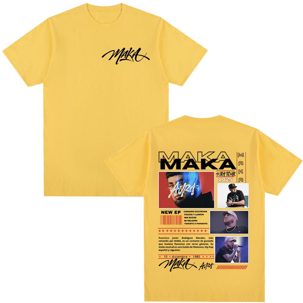Rapper Maka Aura 2025 Tour Merch T Shirts Men Women Fashion Vintage Street T-shirt Casual Cotton Short Sleeve T Shirt Streetwear