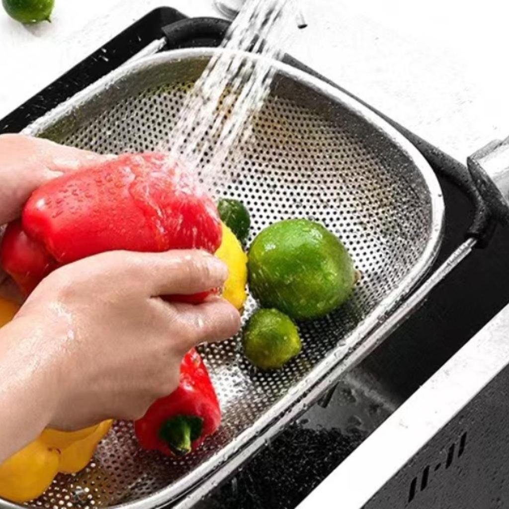 Colander Retractable Sink Draining Basket Adjustable for Kitchen Prep