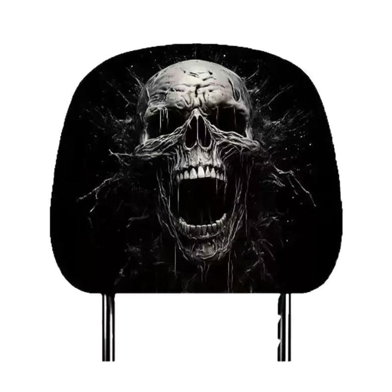 1pcs Smiley Face Printed Car Pillowcase Soft Comfortable Decorative Cushion Cover Auto Seat Headrest Washable Polyester Fabric