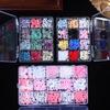 12/15 Grids/Box Mixed Resin Bowknot Nail Charms 3D Colorful Bow  Nail Art Decorations Diy Manicure Parts With Tools