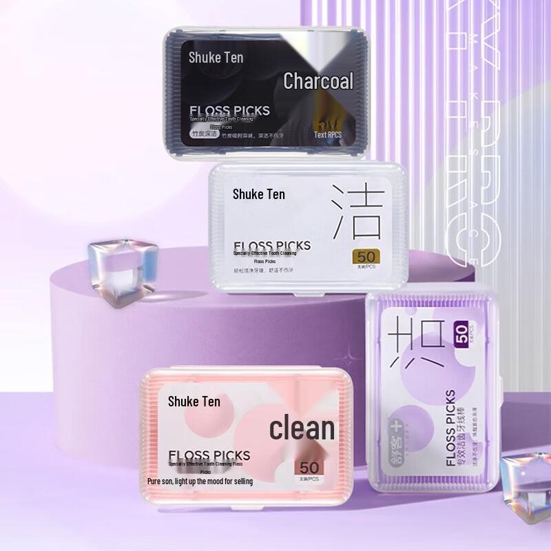 Shuke Bamboo Charcoal Flat Dental Floss Sticks Family Pack