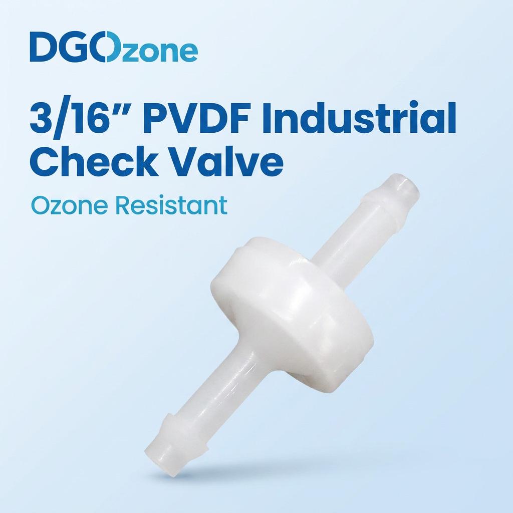 3/16" PVDF Check Valve Non Return Valve Diaphragm One-way Connector Low Flow Resistance Does Not Affect Ozone Dosing Efficiency