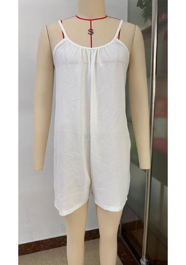 Summer 2026 Women's Linen Shorts Jumpsuit - One-Piece Romper for Beach Vacations