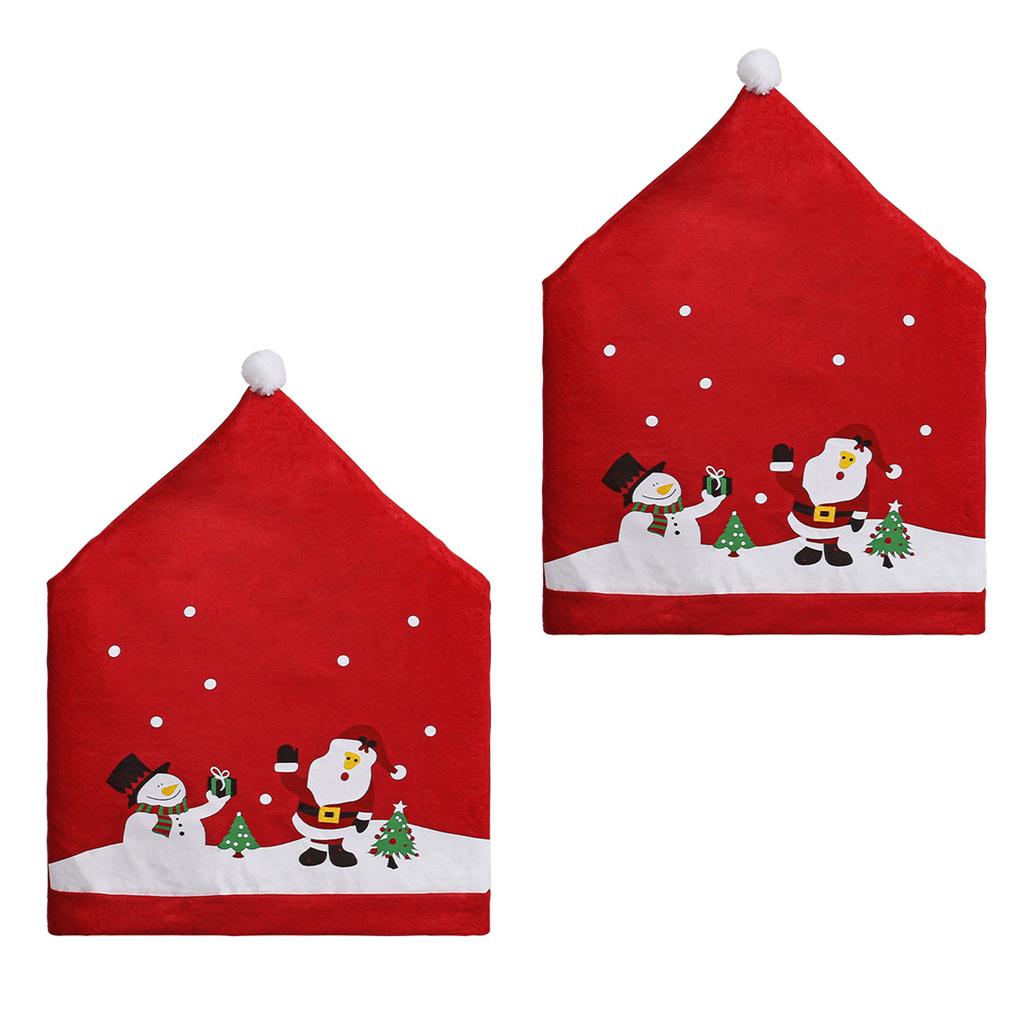 Santa Figure Fabric Chair Cover Smooth Universals Size for Dining Living Room Christmas Decoration