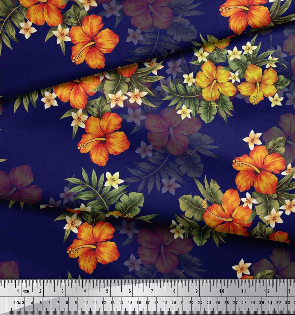 Soimoi Japońska krepa satynowa Tkanina w kwiaty i liście Tropikalne nadruki na metry 42 cale