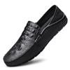 Large size two wear beanie shoes men's crocodile pattern half drag white shoes British casual one pedal work leather shoes