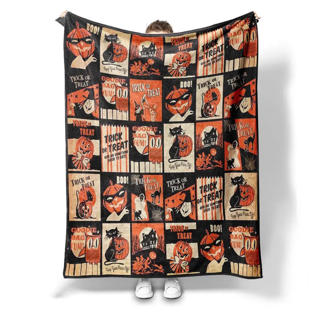 Halloween jigsaw puzzle Printed Blanket for Sofa Travel Camping Living Room Office Conditioning Blanket for All Seasons Gifts