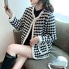 Spring Cardigan Coat Female 2026 Small Fragrance Houndstooth Imitation Mink Coat Short Loose Skinny Knitting Cardigan Female