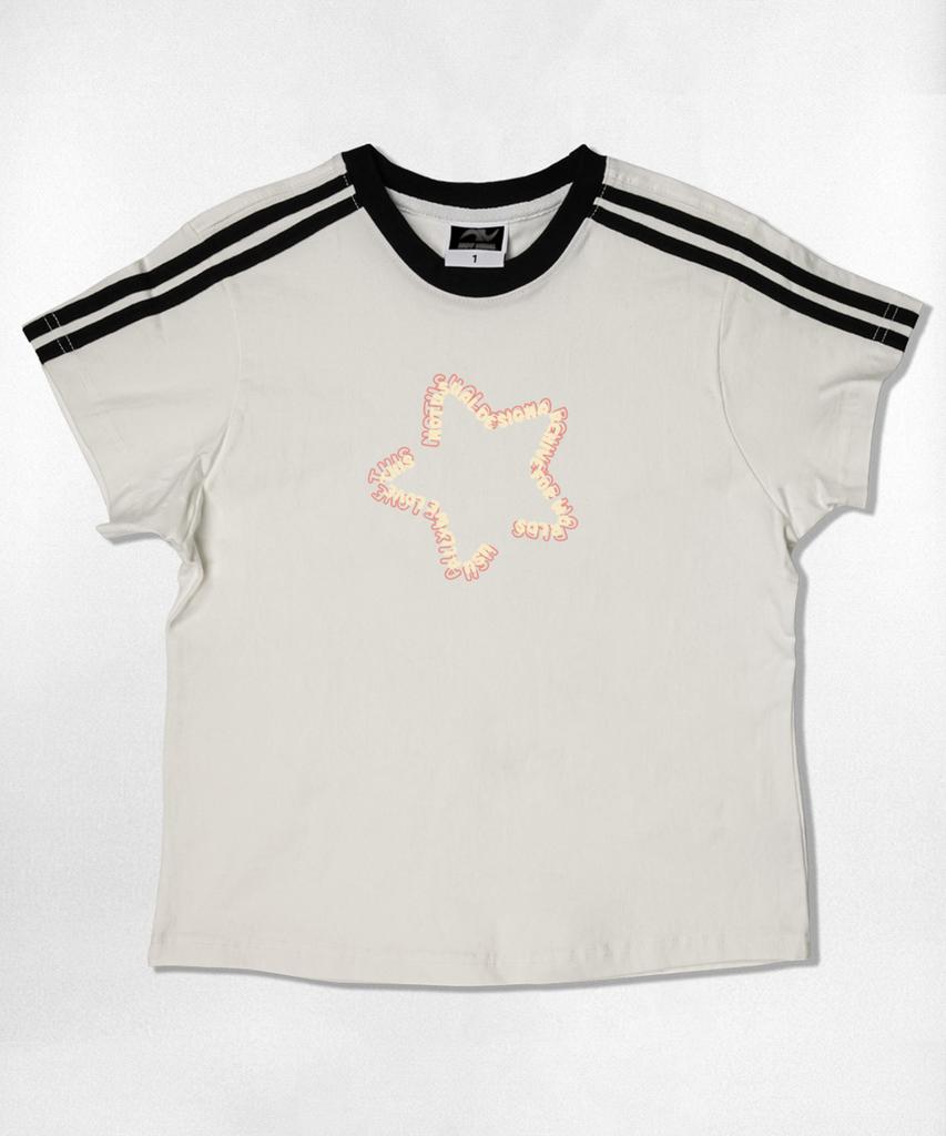 Nasyujeueol Star Font Logo Semi-Crop Short Sleeve T-Shirt 6 Colors