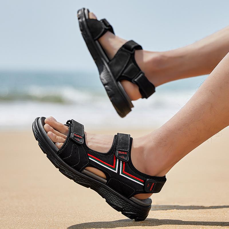 38-46 Summer Men's Leather Outdoor Sport Sandals  Casual Non-Slip Beach Sandals for Men