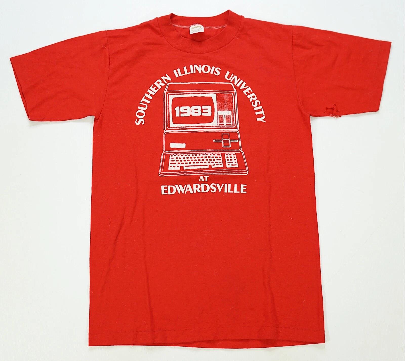 Rare Vintage SPORTSWEAR Southern Illinois University 1983 Computer T Shirt 80s S M