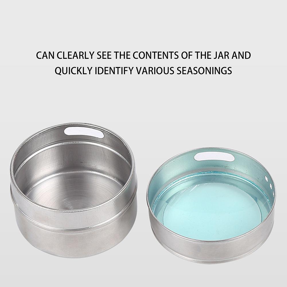 Magnetic Spice Box Mini Round Spice Pepper Jars Visibles Sealing Seasoning Bottle Stainless Steel Spice Containers For Kitchen
