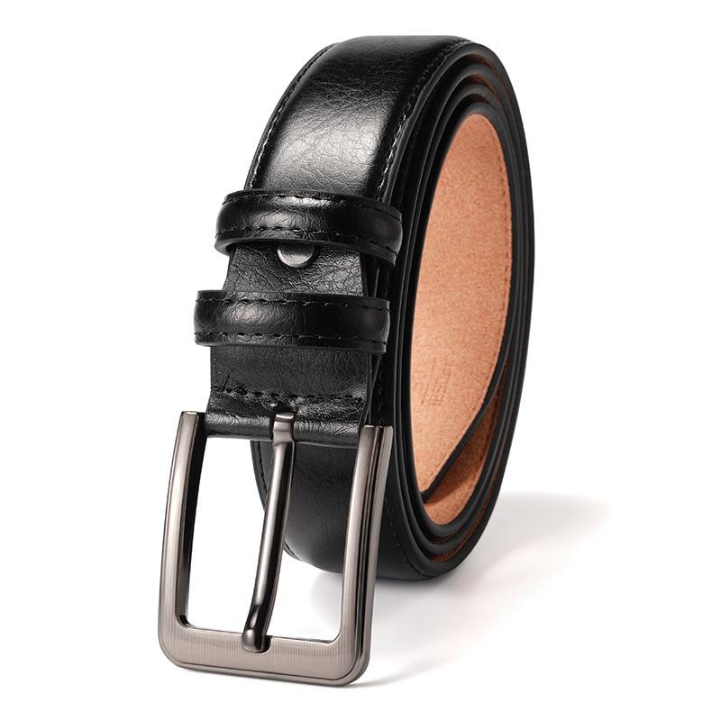 Retro New Leather Belt for Men Genuine Leather Belt for Men and Middle Aged Men and Young Men Versatile Pin Buckle Belt