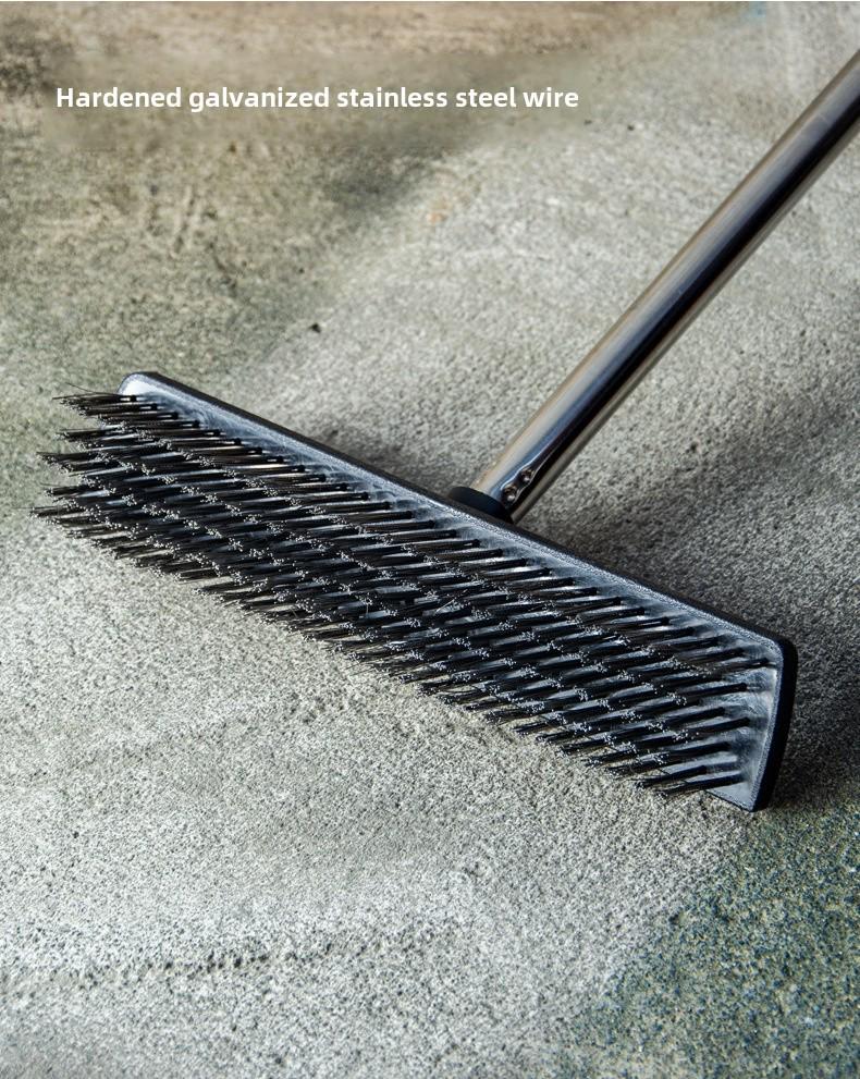 Long-Handled Steel Wire Brush: Floor Scrubber & Rust Remover