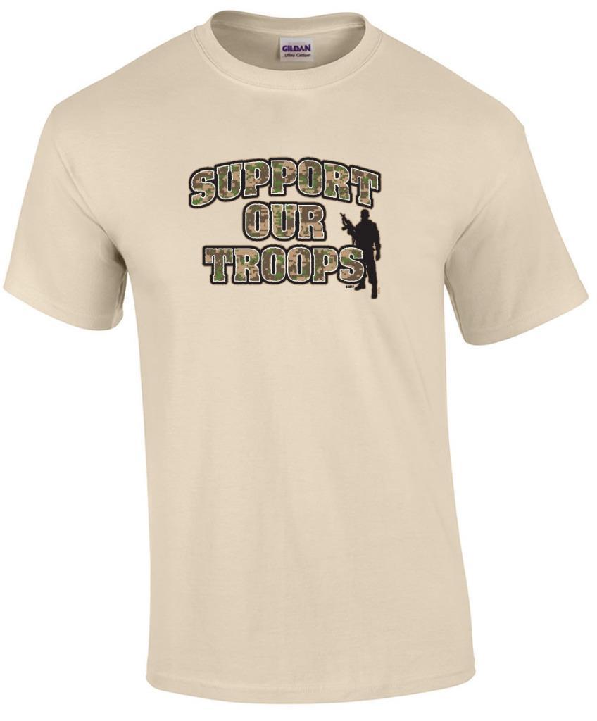 Support Our Troops Camo Military Soldier T-Shirt S