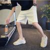 Summer Thin Fashion Korean Trend Versatile Elastic Shorts Men Pockets Straight Loose Versatile Solid Waffle Knee Length Pants