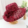 New fashion organza big edge hat elegant flower polka dot sun hat women's summer outdoor sun protection sun hat